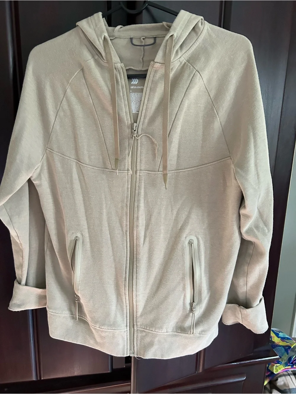Men’s size small All in Motion Taupe Zip Hoodie (fits teen boy)